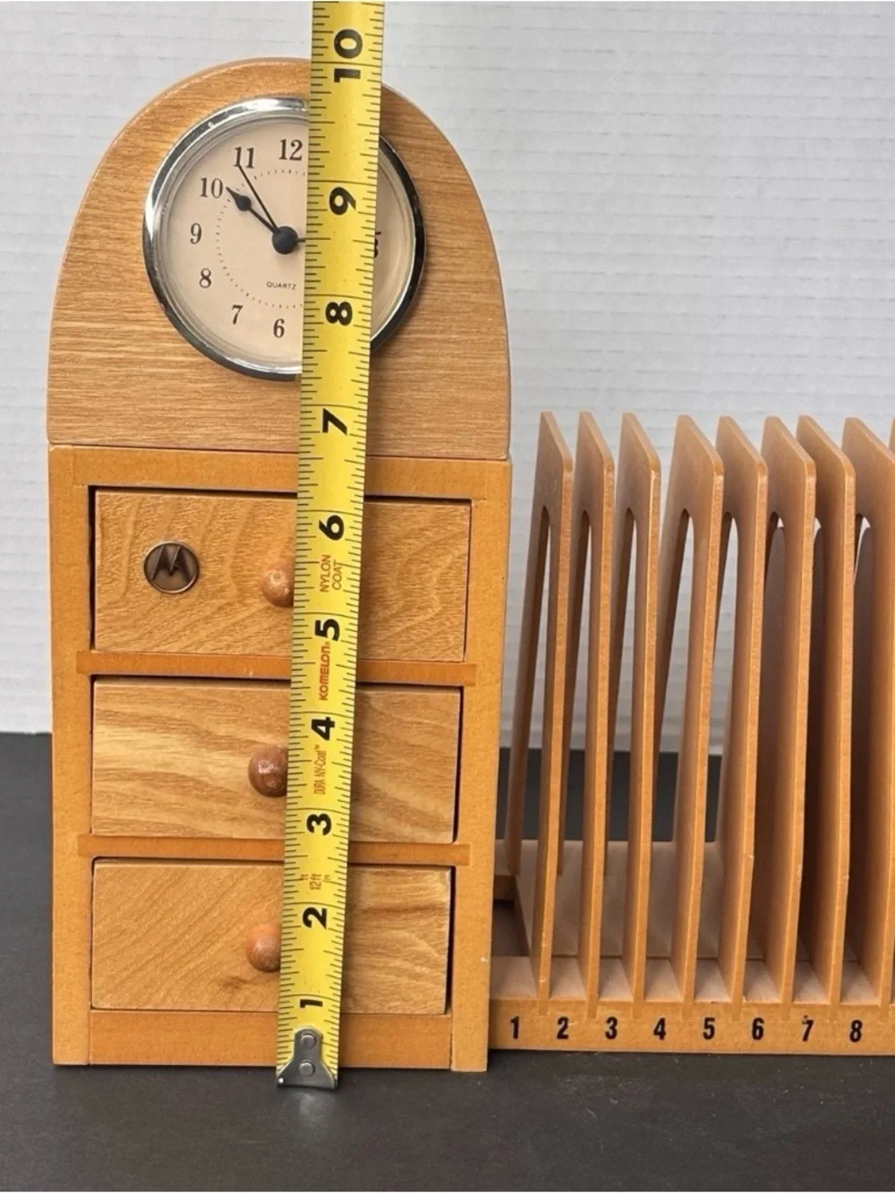Rare Vintage MotorolaCorporate Gift - WoodExpandable Desk Organizer &Clock